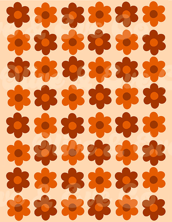 Floral Pumpkin Patch Dollhouse Wallpaper