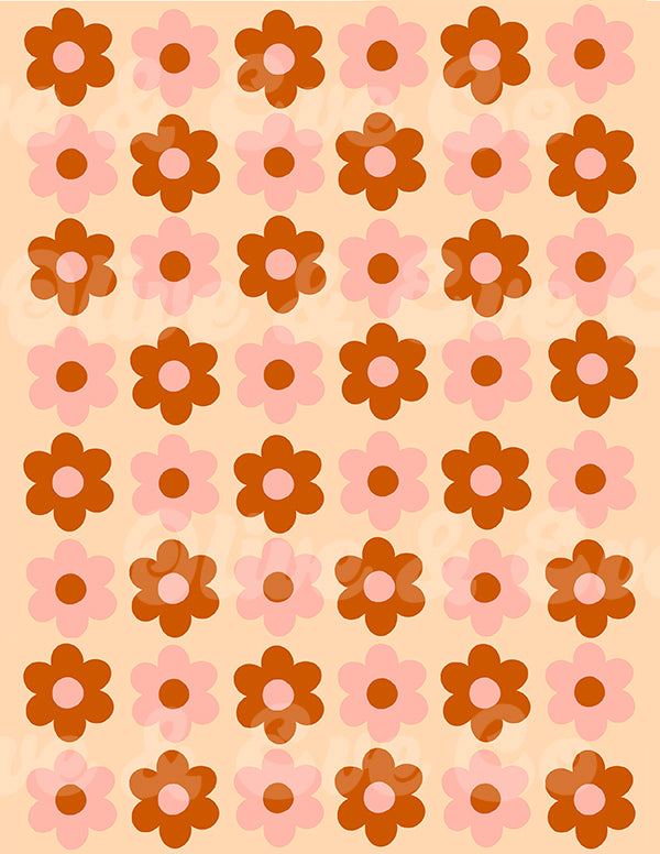 Floral Pumpkin Patch Dollhouse Wallpaper
